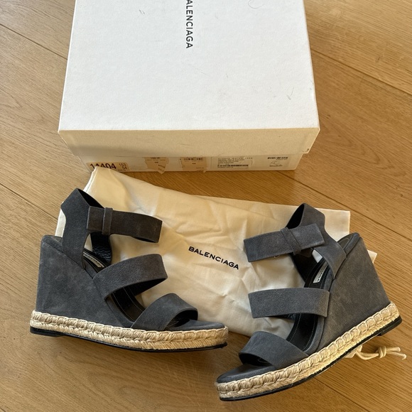 Balenciaga Women's Gray Wedge Sandals - Picture 2 of 8